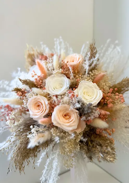 זר כלה ורדים עגול